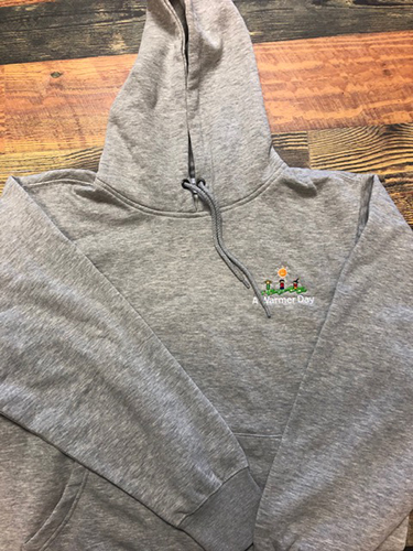Grey Hooded Sweatshirt with A Warmer Day Logo
